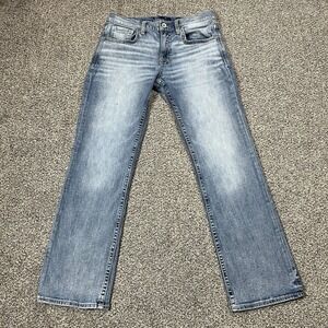 BKE Jeans Mens 33x32 Blue Jake Straight Medium Wash Preppy Stretch Denim